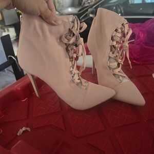 Shoe Republic LA Blush Lace-Up Heels
